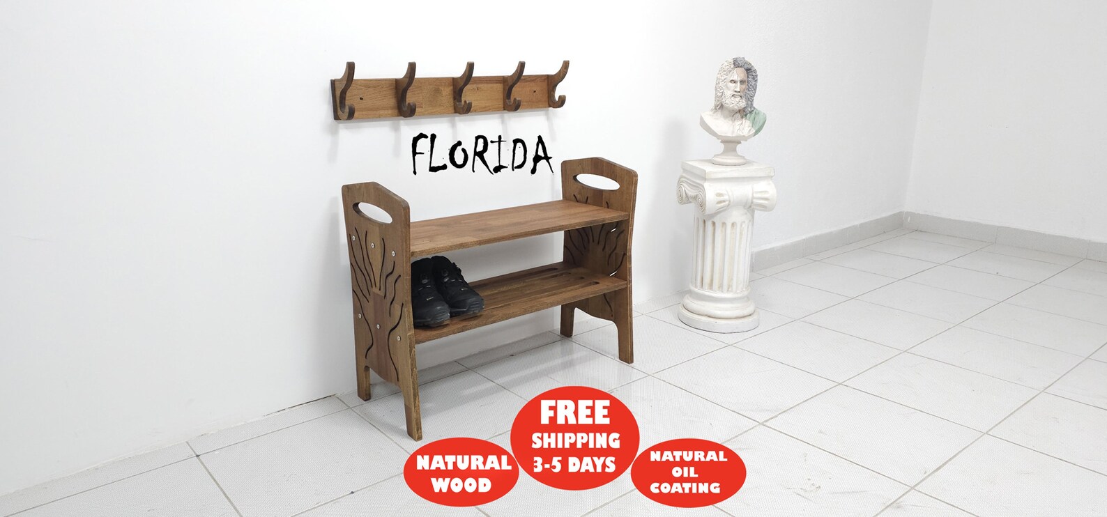 36 Inches Rustic Shoe Rack 3 Levels, Shoe Storage, Shoe Organizer, Shoe ...