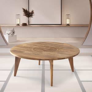 Sedia da tavolo basso in rovere, tavolino da caffè giapponese, tavolino da caffè piccolo, moderno di metà secolo, set da tavolo giapponese, arredamento per la stanza Tatami, tavolino basso Kotatsu