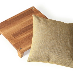 Elegant Chabudai Meditation Seat - Handmade Oak Chair with Comfort Cushion