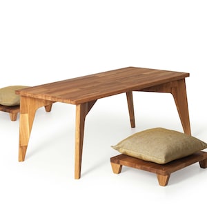 Japanese Table Set , Kotatsu Table Set , Japanese Chabudai , Chabudai With Chairs, Wood Floor Table, Floor Seating Set, Low Square Table Set