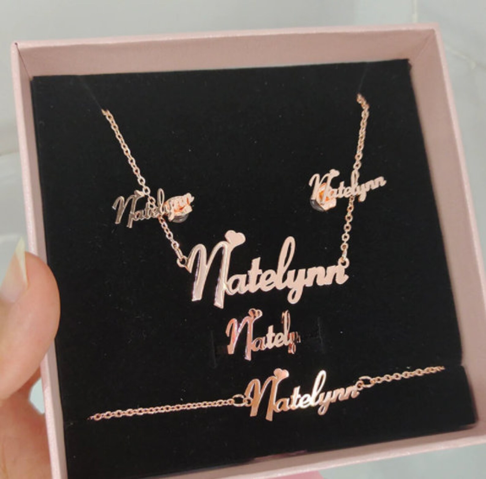 18k Customized jewelry set Name Etsy