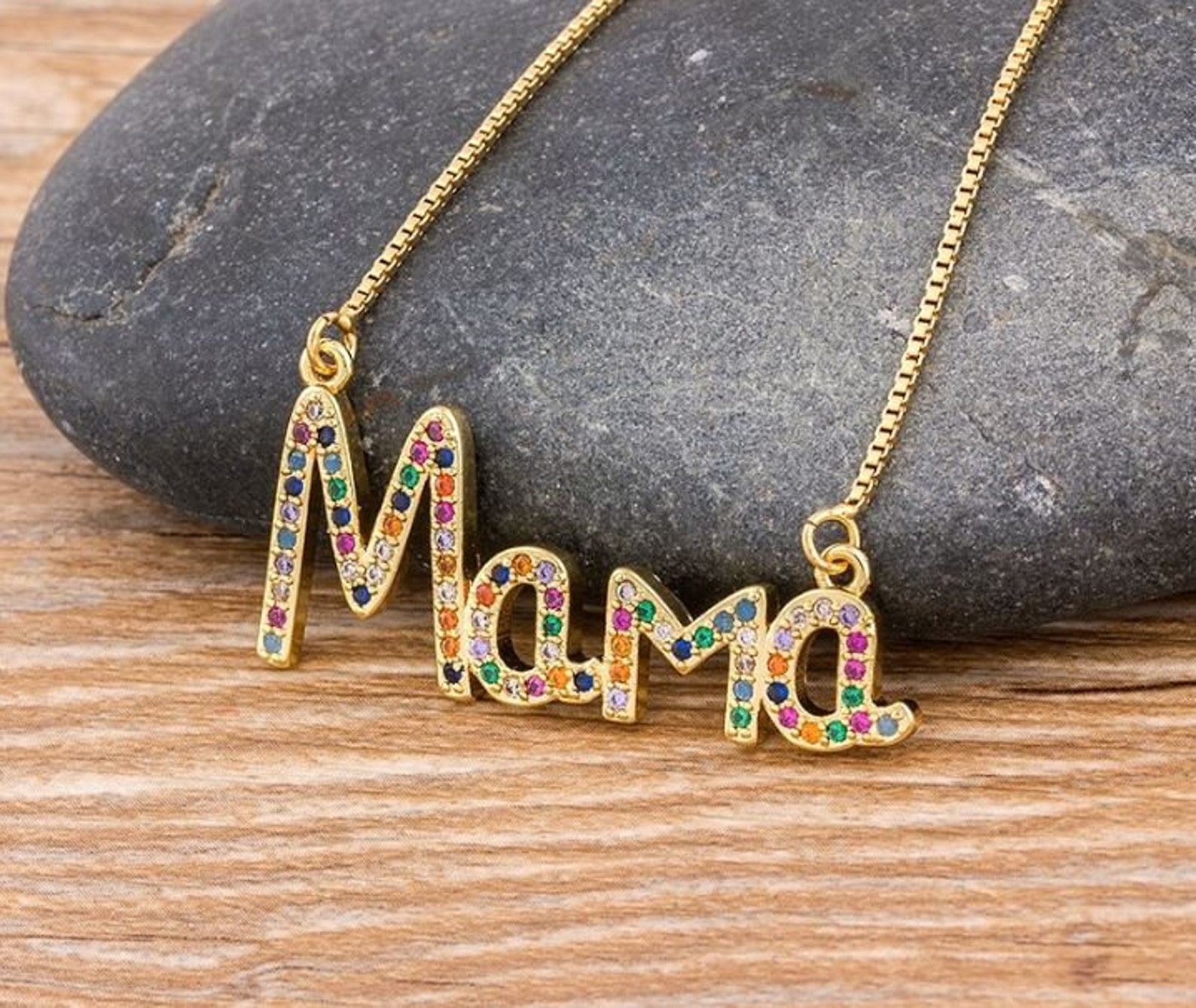 18K mama necklace / Necklace for mom / Gift For mom / Crown Etsy