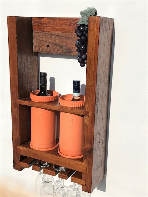 2 Bottle Wall Mounted Wine Chiller and Glass Rack terra - Etsy