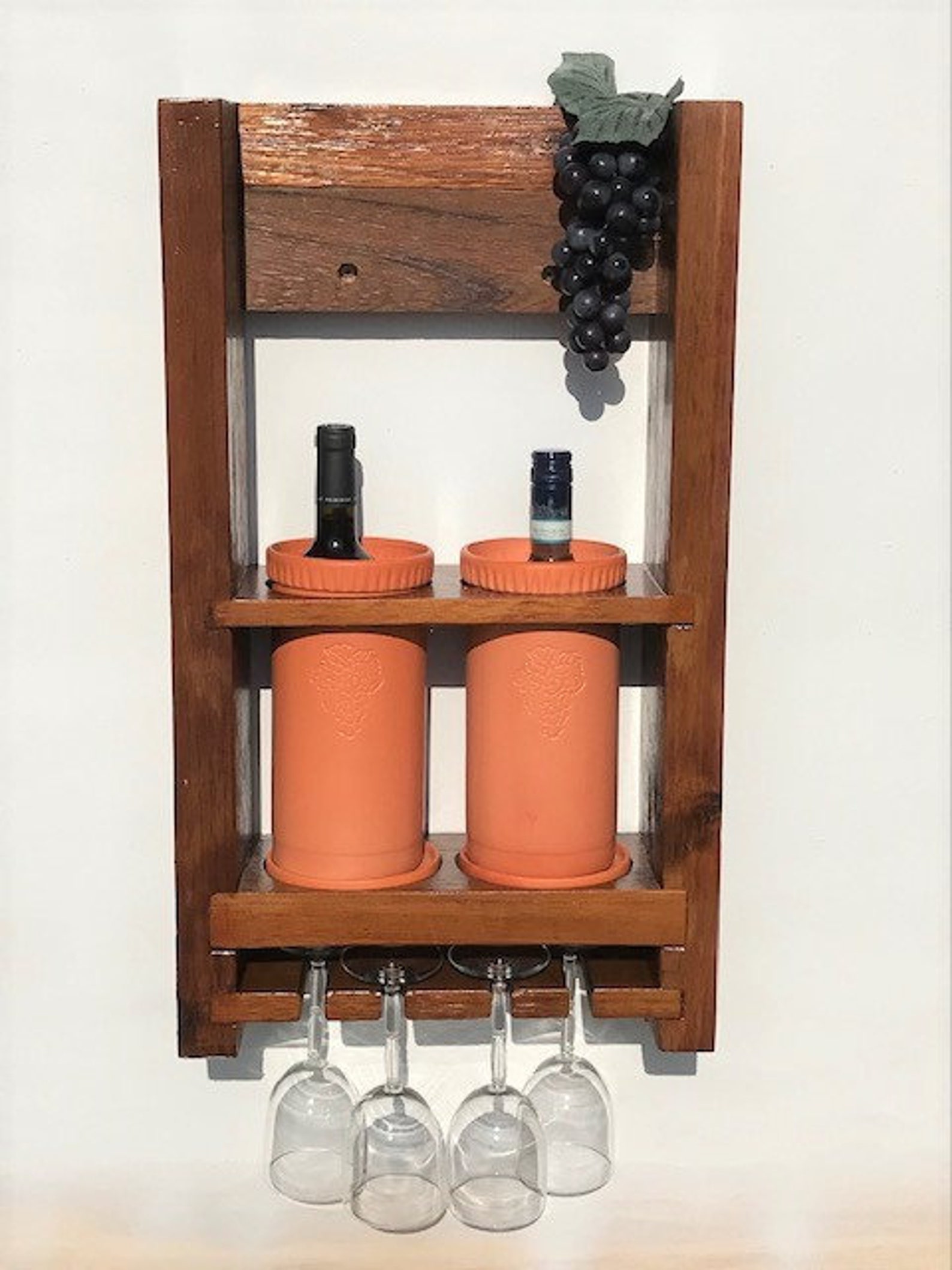 2 Bottle Wall Mounted Wine Chiller and Glass Rack terra - Etsy