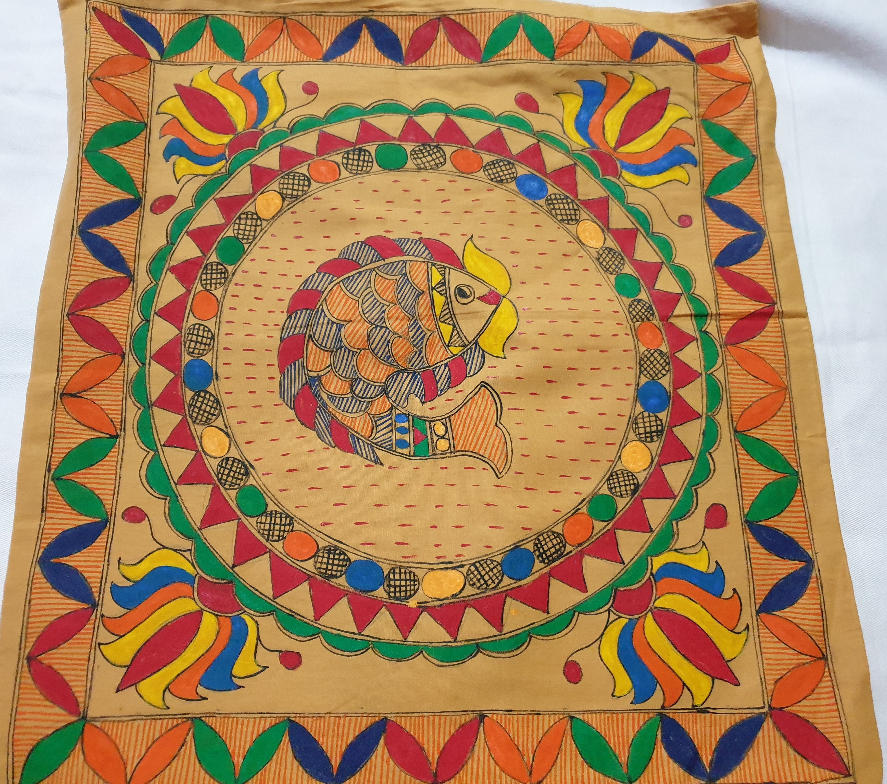 Madhubani Painting Cushion Cover Etsy