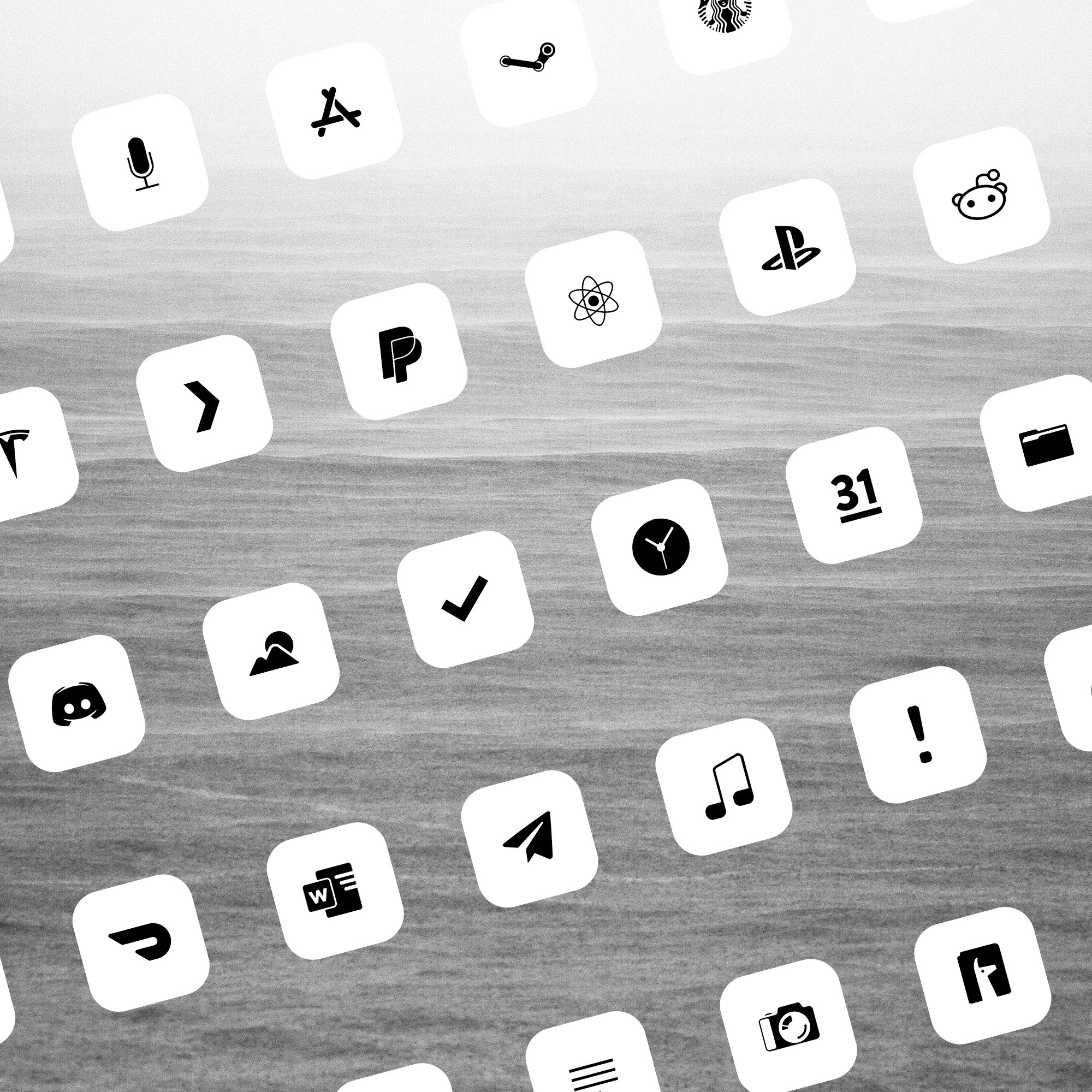 Vol Icônes iOS 14 noir et blanc pour iPhone Etsy