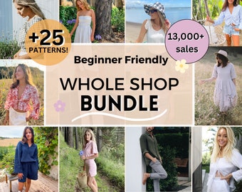 Whole Shop bundle 25+ sewing patterns | Bulk pdf sewing patterns | Beginner Friendly Digital Patterns | Easy to Sew | includes lifetime