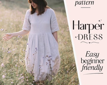 Women&#39;s Dress Sewing Pattern, Beginner Friendly Linen Dress PDF Pattern, Ruffle Babydoll Dress Style, Milkmaid Cottagecore with Pockets