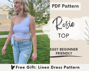 One Shoulder Top Women's PDF Sewing Pattern | Reversible Tank Top Sewing Pattern | Beginner Summer Sewing Pattern | US 2-10, UK 8-14