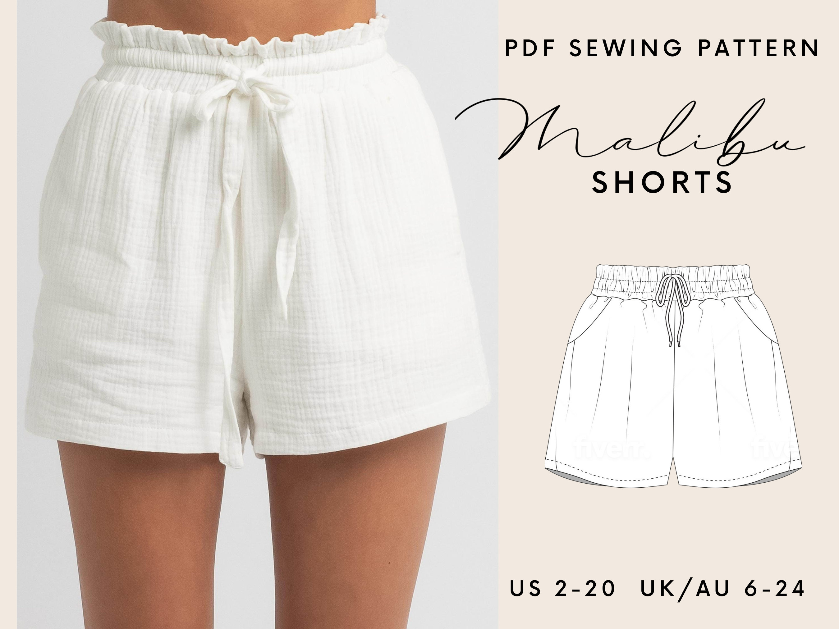 Shorts Sewing Pattern PDF Easy Sewing Pattern for Women's - Etsy Australia