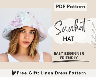 Floppy Bucket Hat Sewing Pattern | Beautiful reversible sun hat | Instant printable PDF download | Fully lined | Beginner friendly