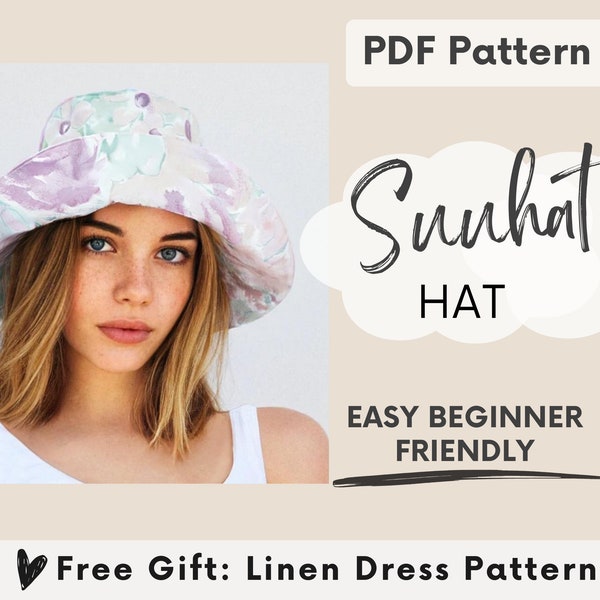 Floppy Bucket Hat Sewing Pattern | Beautiful reversible sun hat | Instant printable PDF download | Fully lined | Beginner friendly