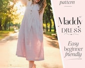 Women's Dress Sewing Pattern, Linen Dress PDF Pattern, Ruffle Babydoll Dress Style, Milkmaid Boho Dress with Pockets, Summer Dress Pattern