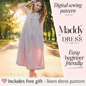 Women's Dress Sewing Pattern, Linen Dress PDF Pattern, Ruffle Babydoll Dress Style, Milkmaid Boho Dress with Pockets, Summer Dress Pattern