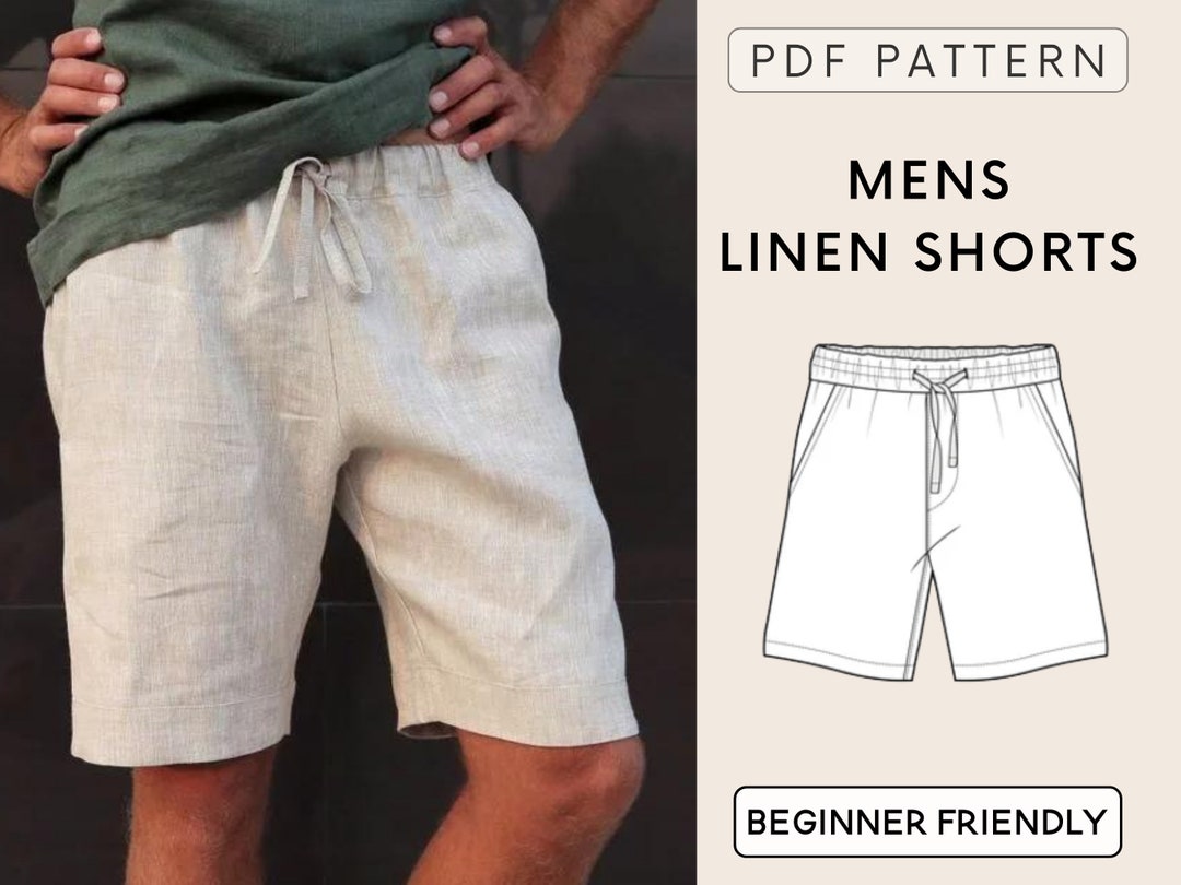 Men's Linen Shorts Sewing Pattern PDF Men's Shorts Etsy