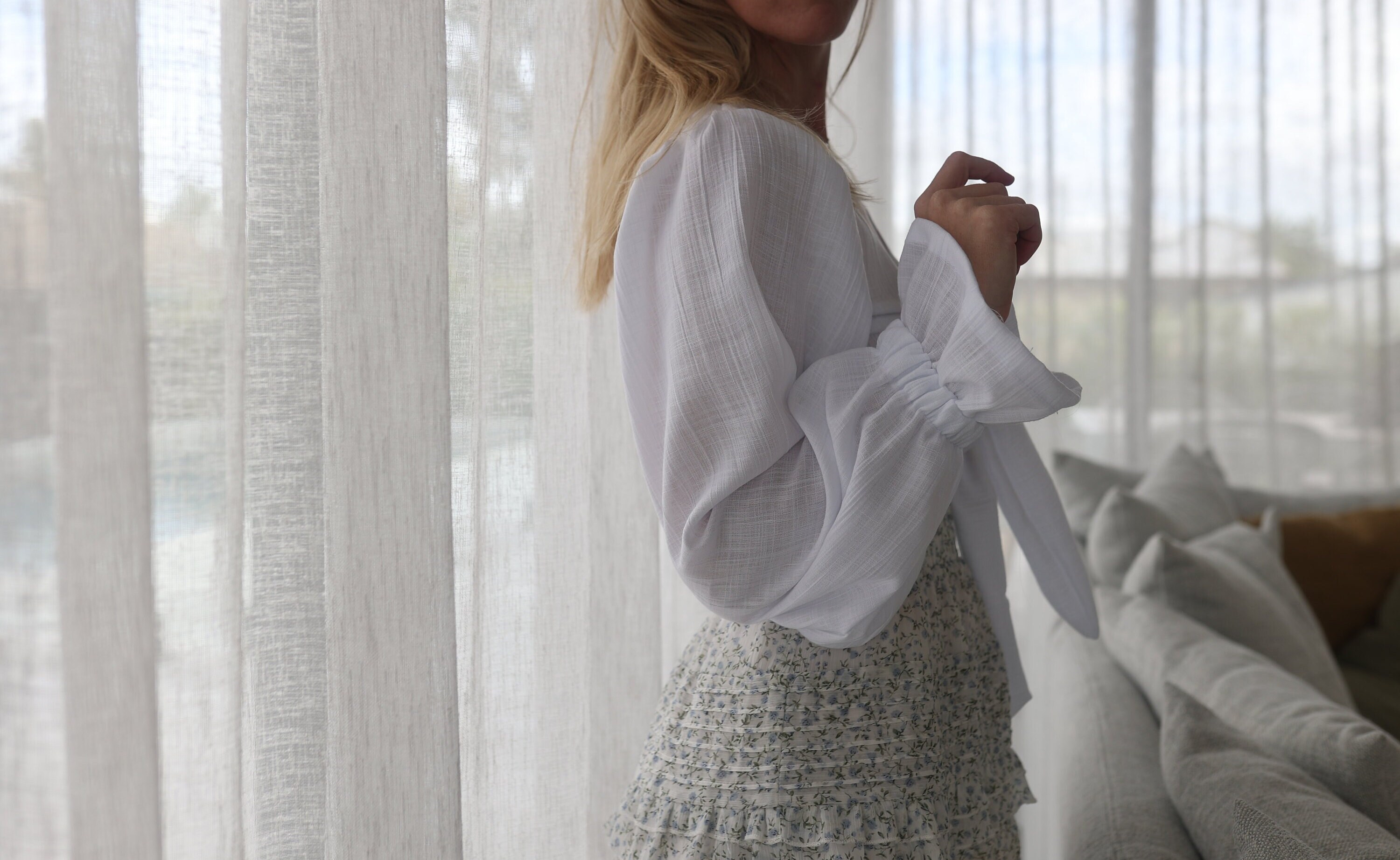 Blouse PDF Digital Sewing Pattern, Front Tie Top With Puff Sleeves ...