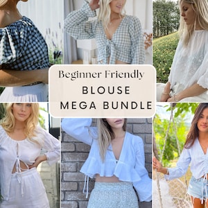 Blouse mega bundle sewing patterns, Women&#39;s Blouse pdf sewing patterns, Sewing pattern bundle, Beginner friendly top sewing pattern