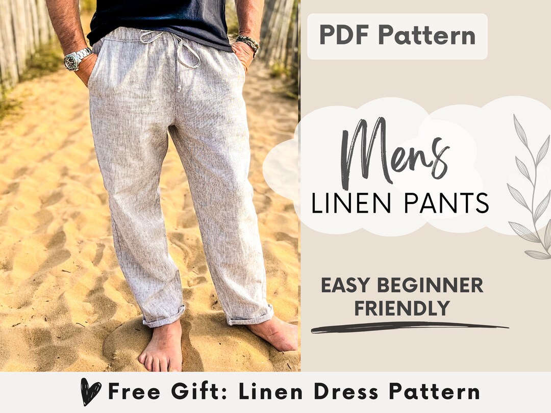 Men's Linen Pants Sewing Pattern PDF, Men's Pants Pattern, Easy