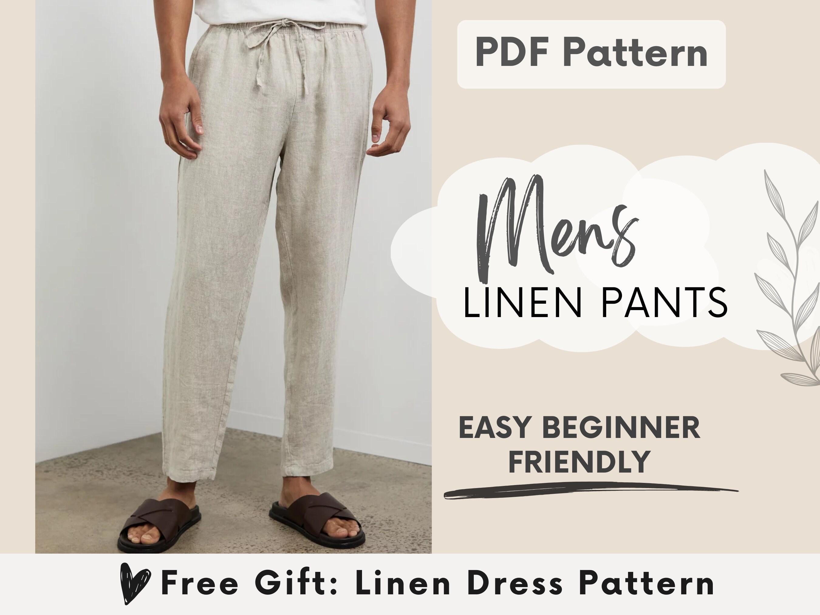 Mens Pure Linen Pants/ City Pants/ Linen Pants With 