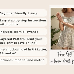 Women's Dress Sewing Pattern, Beginner Friendly Linen Dress PDF Pattern