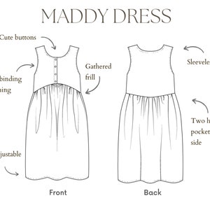 Women's Dress Sewing Pattern, Linen Dress PDF Pattern, Ruffle Babydoll Dress Style, Milkmaid Boho Dress with Pockets, Summer Dress Pattern image 2