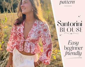 Bluse Schnittmuster PDF / Frau Rüschen Top Digitaler Sofort Download / US 2-16, UK6-20 / US letter, A4, A0