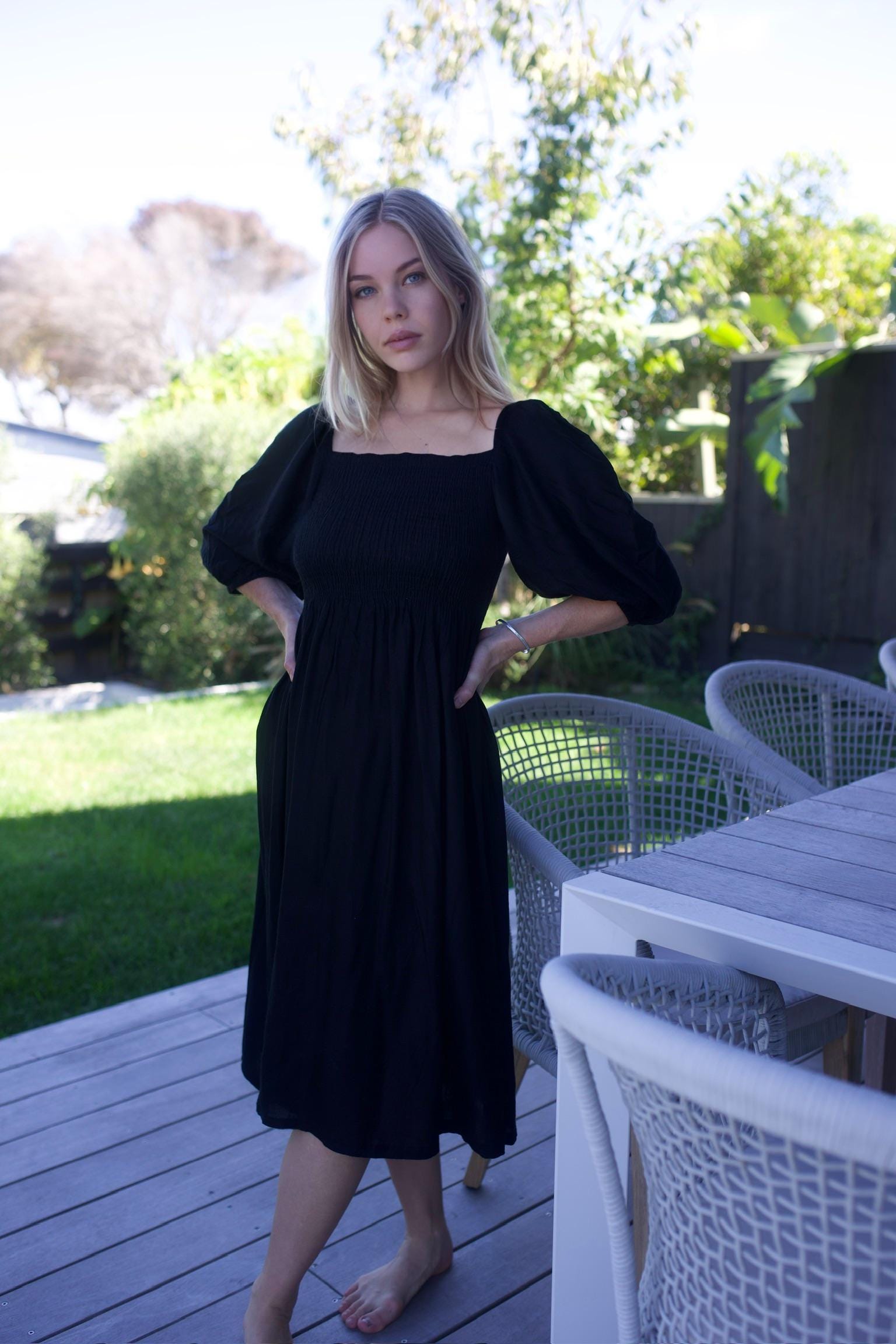 Shirred Dress Sewing Pattern Pdf | Puff Sleeve Dress Pattern Shirred Dress Sewing Pattern Pdf | Puff Sleeve Dress Pattern