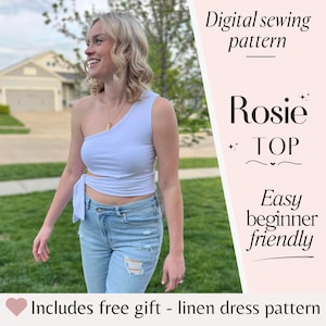 One Shoulder Top Women&#39;s PDF Sewing Pattern | Reversible Tank Top Sewing Pattern | Beginner Summer Sewing Pattern | Knit Fabric Pattern