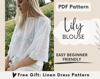 Women's blouse sewing pattern | Beautiful wrap top | Easy Beginner Blouse | US 0-18  / UK 4-22