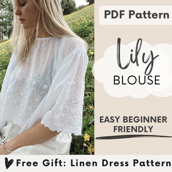 Women's blouse sewing pattern | Beautiful wrap top | Easy Beginner Blouse | US 0-18  / UK 4-22