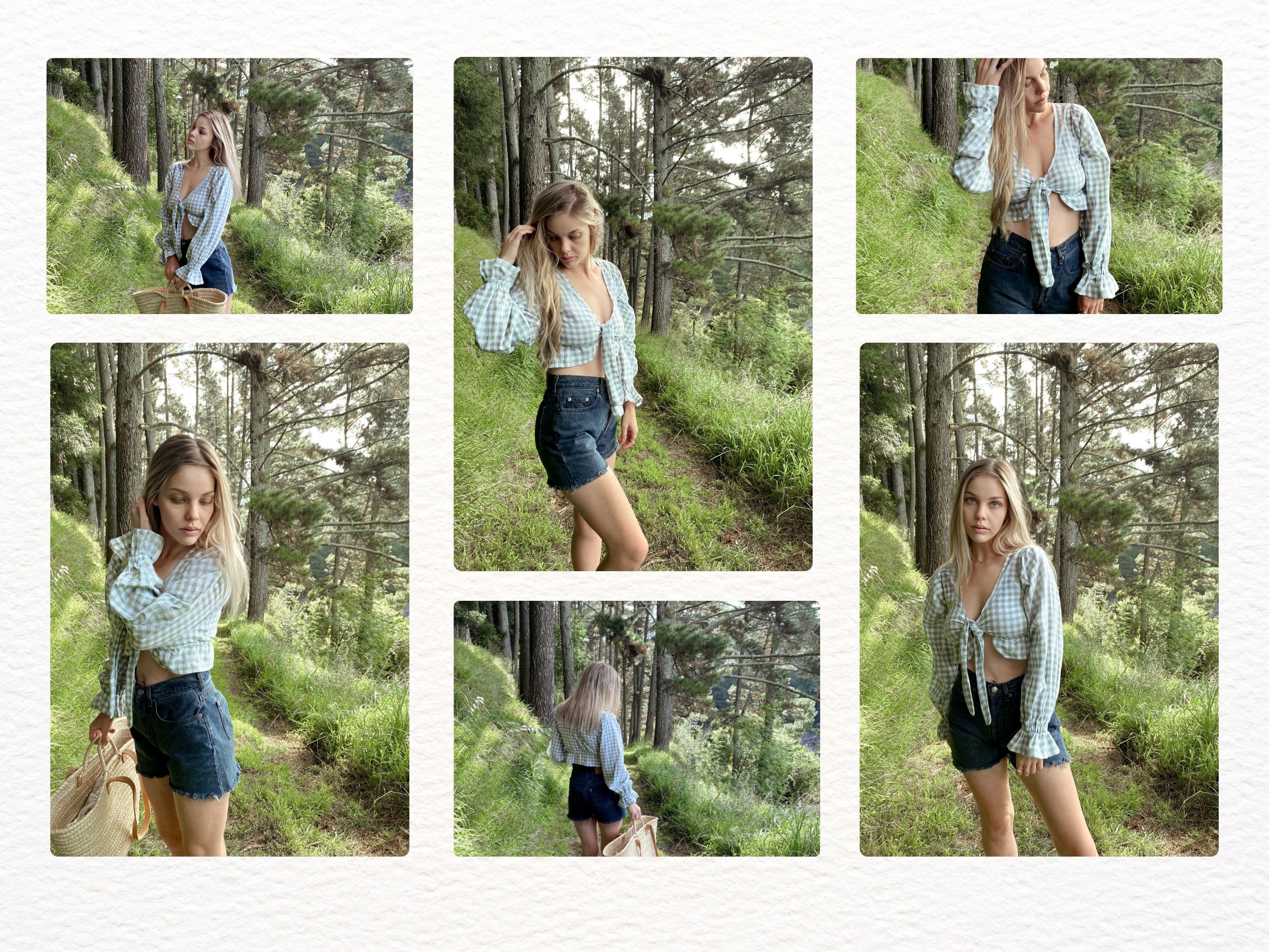 Blouse PDF Digital Sewing Pattern, Front Tie Top With Puff Sleeves ...