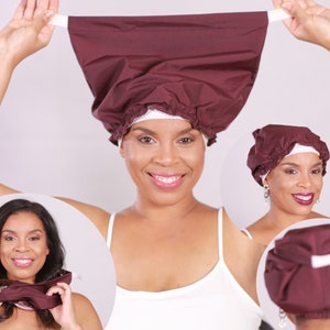 Shower Cap to Fight Frizz - Breathable Waterproof Nylon - Wide Soft Band instead of elastic - Advanced NO TUCK Design - Stays Put. No Slip.