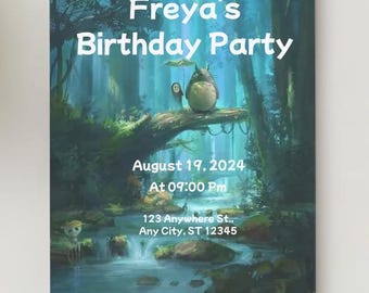 Studio Ghibli party invitation Digital Download editable template