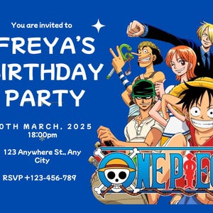 One piece party invitation Digital Download Editable template