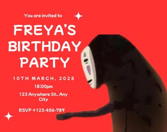 Studio Ghibli Spirited Away No Face party invitation Digital Download Editable template