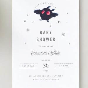 Moth man baby shower invitation Digital Download editable template