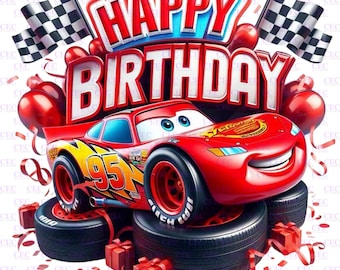 Lightning McQueen Birthday PNG: Cars T-Shirt Sublimation Print (Digital Download)