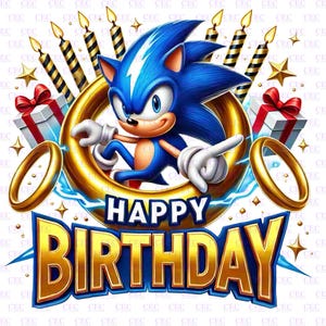 Di tendenza Buon compleanno, sonic, sonic 3, torta, compleanno, anelli sonic, tazza PNG, maglietta PNG, sublimazione, stampa