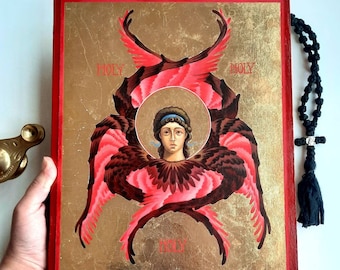 Seraph Hand-Painted Icon - Seraphim Angel Icon - Traditional Orthodox Christian Icons