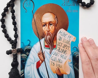 Saint Aidan of Lindisfarne Icon Print