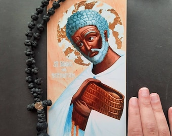 Saint Moses the Ethiopian Icon Print - Modern Ukrainian Styled Orthodox Christian Icons