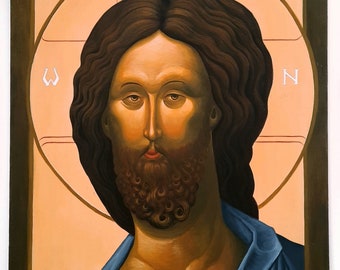 Handgeschilderd icoon Christus Pantocrator - traditioneel-orthodox-christelijke iconografie