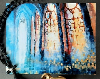 Gothic Cathedral of Dancing Light Art Print - Impressionist Church Painting