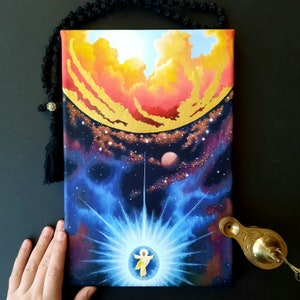Partly Hand-Painted/Gilded "Genesis: The Division of Light from Darkness" Canvas Art Print