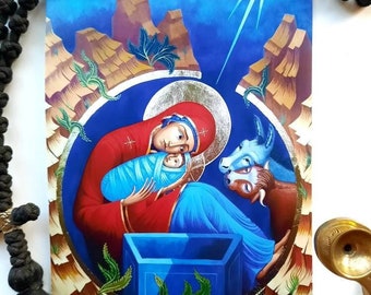 Nativity of Our Lord Jesus Christ Icon Print - Christmas Print - Orthodox Christian Icons