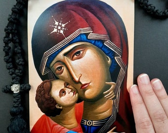 The Virgin of Vladimir Icon Print - 5 x 7 inches - Traditional Orthodox Christian Icons