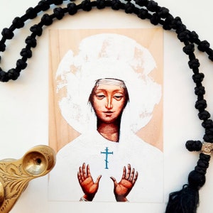 The Soul of the Theotokos in her Dormition Icon Print - Modern Ukrainian Styled Orthodox Christian Icons