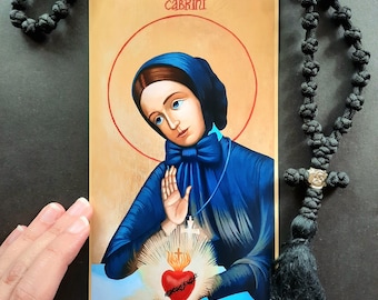 Mother Cabrini Icon Print - Saint Frances Xavier Cabrini Holding the Sacred Heart of Jesus - Byzantine Catholic Icons