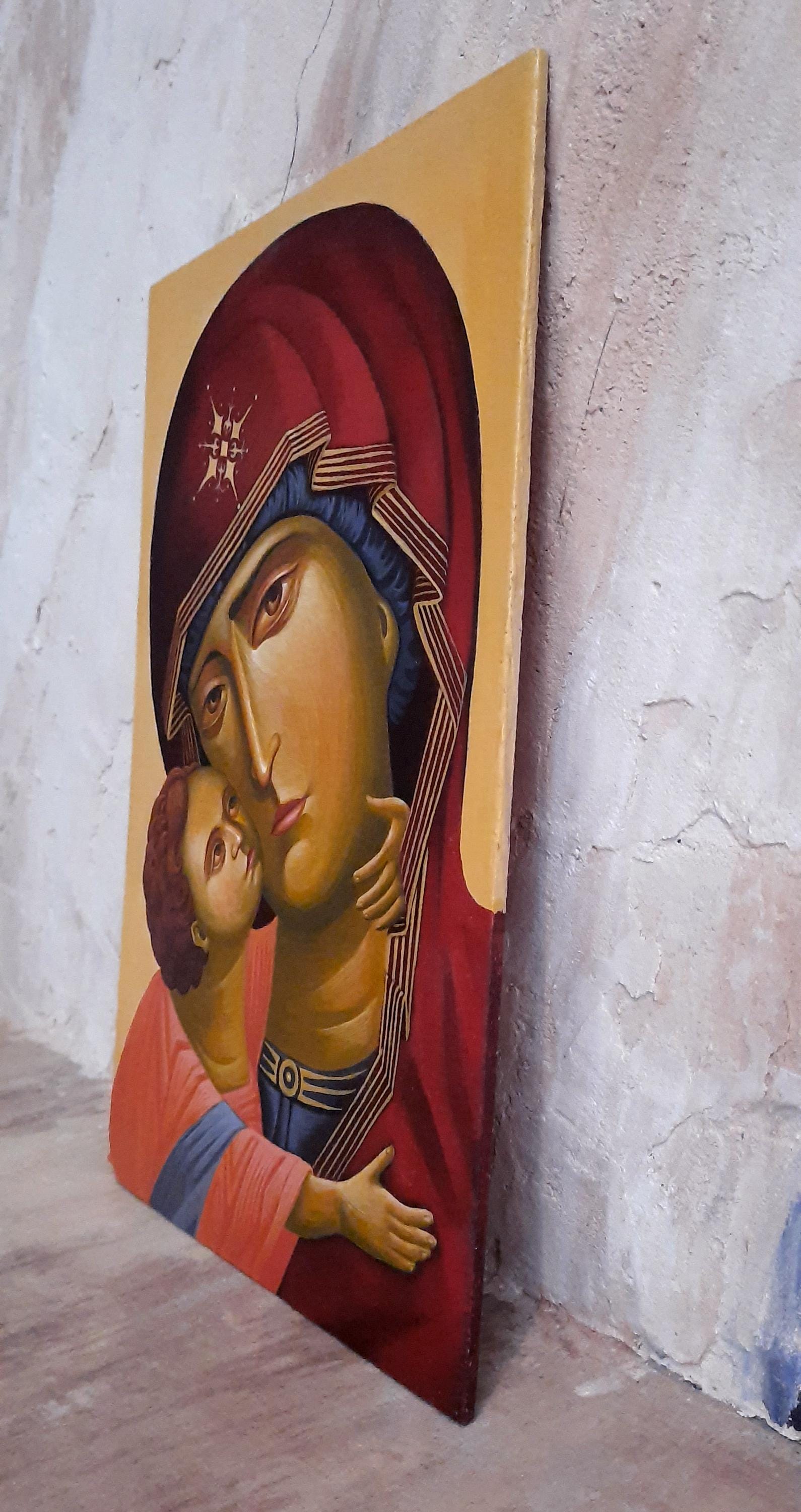 ウラジミールの聖母の手描きイコン - 伝統的な正教会のイコン画 - Etsy