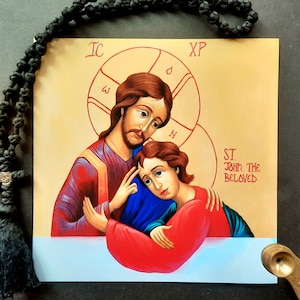Saint John the Beloved and Our Lord Jesus Christ: The Last Supper Icon Print
